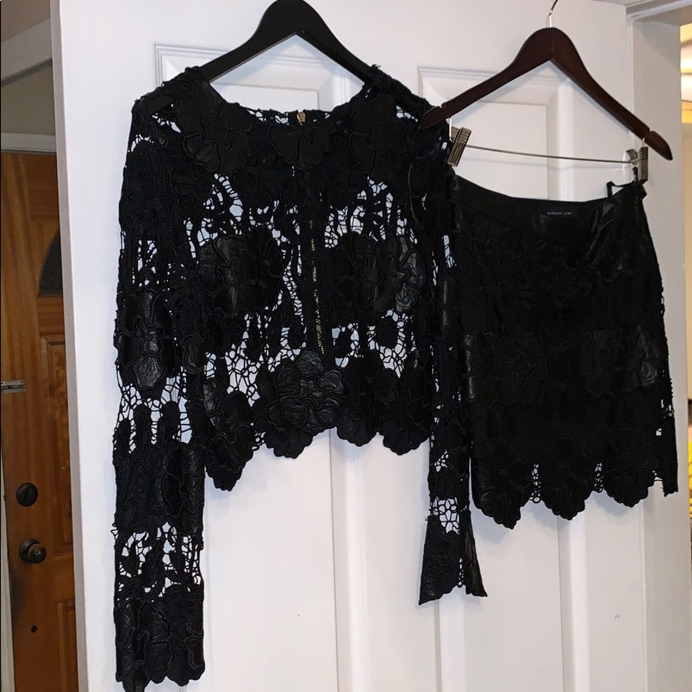 Dressy top with matching skirt.